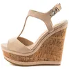 Sandals Shoes Beautiful Fashionable High-heeled Women's Suede About 14.5cm Wedges Heeled Sandals.
