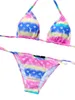 Designer Sexig Bikini Set För Kvinnor Bandage Baddräkt Tvådelad Crop Top Badkläder String baddräkt Strandkläder med hög midja