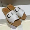 High Quality woman slippers fuzzy fashion Sandals Metal decoration Beach classic slipper platform Alphabet lady Leather flat slides