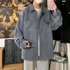 Camisas casuales para hombre Estilo artístico Pana Manga larga Otoño Mujer coreana Moda Abrigo de gran tamaño Ropa de calidad 230214