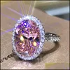 Cluster Rings Luxury Sier Ring Egg Diamond Powder Zircon Temperament Female Engagement Wedding Drop Delivery Jewelry Dhkd9