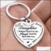 Pendant Necklaces To My Daughter Stainless Steel Heart Keychain Lettering Dad Mom Gift Drop Delivery Jewelry Pendants Dhwec