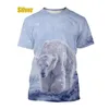 남자 T 셔츠 2023 창조적 인 귀여운 귀여운 북극곰 3D 프린트 티셔츠 남자와 여자 캐주얼 패션 탑