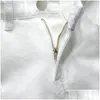 Męskie dżinsy Summer czysty biały czarny lekki lekka dżinsowe spodenki klasyczne ubranie marki Młode męskie męskie proste zwykłe upuszczanie deli dhlfq