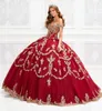 Delicate Off Shoulder Quinceanera Ball Gown Dresses Sparkly Golden Appliqued Prom Party Gowns Robe De Soiree Celebrity 15 Ans Vestidos Fiesta 0209