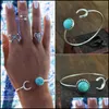 Charm Bracelets Brand Turquoise Bangles Sier Bangle Wholesale Moon Cuff Drop Delivery Jewelry Dhqbf