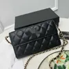 محفظة رسائل العلامة التجارية الفاخرة CC سلسلة منقوشة القابض 6003 Lambskin Diamond Pattern Pouch Women Le Boy Long Wallet Caviar Leather Presh Clutch