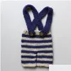 Clothing Sets Baby Po Costume Clothes Newborn Girls Boys Pography Prop Crochet Knit Overall Bib Add Hat 2Pcs Striped Outfits 1179 Y2 Dhchr