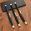 Bracelets de charme Moda de café preto azul 3 cores de couro contaminado pulseira trançada multi-camada com acessórios de aço inoxidável Presente de férias