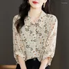 Women's Blouses Women Loose Long Sleeve Tops Casual Print Shirt Summer Office Lady Elegant Blouse Streetwear Fashion V125