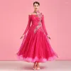 Stage Wear High Quality Fashion Women Ladies Rose Red Dance Competition Performance Ballroom Dress