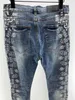 Luxurys Designers Jeans distressed jean Straight Men's flowers prints Stretch Denim Casual Jean Men Skinny Pants Elasticit