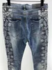 Luxurys Designer Jeans Distressed Jeans Straight Herren Blumendrucke Stretch Denim Casual Jean Herren Skinny Hosen Elasticit