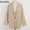 Women's Suits & Blazers 2023 Summer Casual Loose Jacket One Button Notched Cotton And Linen Vintage Pockets Tops1