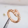 Fashion Brand Women Fashion Full CZ Diamond Snake Ring Sier Color Couple Rings Titanium Steel High Polished Lover Jewlery