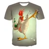 T-shirt da uomo 2023 Moda stampa 3D Gallo d'oro T-shirt estiva da uomo e da donna indipendente O-Collo Camicia casual a maniche corte