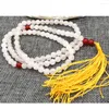 Chaînes Bijoux de mode Naturel 6mm Pierre Bouddhiste Blanc Jade 108 Perles de prière Mala Bracelet Collier Cri