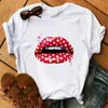 T-Shirt Feminina New Fashion Shirt Red Lips Tshirt Feminina Top Oneck Black Ladies Tshirt Batom Lips Funny Girl Oversized Tshirt XS3XL J230215