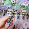 Handmade Natural Crystal Power Magic Sceptre Gifts Mixed Random Style Rose Quartz Witch Wand Point Gemstone Heart Moon Raw Rough Green Stone Chakra Agate Beads Sword