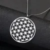 Pendentif Colliers En Acier Inoxydable 316 Fleur De Vie Collier Creux Rond Guérison Chakra Orgone Chanceux Chaîne Amulette Bijoux Cadeau