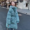 여자 트렌치 코트 그레이 후드 아래로 패딩 된 외부웨어웨어 여성의 겨울 느슨한 두꺼운 따뜻한 빵 코트 드리밍 한국 멀티 포켓 자켓