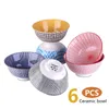 Bols 6 pièces 6-design 750 ml multicolore japonais grande porcelaine grain soupe pâte fruits nouilles bol ensemble