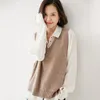 Women's Tanks Women's Sweater Jacket Vest T-Shirt 2023 Spring And Autumn V-neck 100 Pure Wool Knit Large Size Top Korean Loose Casual