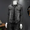 Herrjackor herr cowboy western denim jacka cyklist motorcykel kappa vintage svart smal fit stretch casual jean droppe