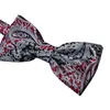 Bow Ties Red Men Paisley Tie Silk Floral Black Bowtie Cummerbund Set Pocket Square Cufflinks Formeel voor Tuxedo Suit Barry.Wangyy-1001