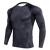 Camisetas masculinas Camisa de ginástica masculina Tops de fitness de fitness respirável de fitness de manga comprida para homens que executam treino esportivo apertado