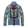 Men's Jackets Brand Punk Men's Rings Badges Painted Denim Hip Hop Jeans Coat For Male