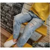 Jeans bambini spezzati buco della moda primaverile abbigliamento per bambini bambini strappati pantaloni di jeans per ragazzi ragazze 0976 v2 drop drop drop dhin baby mater dhp4e