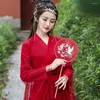 Bühnenkleidung Orientalisches altes rotes Hanfu-Kleid Frau chinesischer traditioneller Tanzkostüme Elegante Feen-Folk-Performance-Kleidung