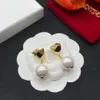 Marke Designer 18k Gold Herz Ohrstecker VL Hochwertige Frauen Perlen Ohrringe Schmuck