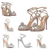 Moda Luxo de Luxo Celeste Sandálias Sapatos Crytal Strappy Embelezado Lady Leal