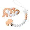 Schnullerhalter Clips # Baby Clip Holz Beißring Sile Perlen Armband Kleinkind Kleinkind Tier Dinosaurier Stern Blume Elefant Nippel Clip Dhtdc