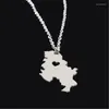 Hänge halsband rostfritt stål serbia karta för kvinnor flickor silver färg srbija smycken serbiska gåvor