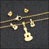 Earrings Necklace Stainless Steel Jewelry Sets Guitar Lovers Engagement Set Drop Delivery Dh5Kw