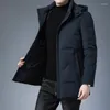 Men's Down Mid Length Jacket Coat Korean Version 2023 Winter Thickening Loose
