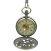 Pocket Watches Bronze Tone Skeleton Steampunk Flower Case Roman Number Dial Hand Wind Men Mechanical Watch W/Chain FOB Reloj De Bolsillo