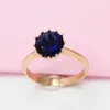 Cluster Rings 585 Purple Gold 14k Rose 12 Prongs Inlaid Sapphire High-End Round Luxury Charm Fashion Romance for Women Engagement