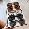 Óculos de sol So EI Moda Polígono Óculos de sol Polígono Mulheres Retro Clear Anti-Blu-Ray Glass Frame Men Double Bridges Sun Glasses Shades UV400 G230214