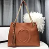 Bolsas Tote Grandes Femininas com Tassel Duplo G 6 Cores Vermelho Preto Marrom Rosa Cinza Borgonha Compras Bolsas Casuais com Alça em Corrente