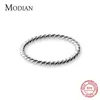 Band Rings Modian Fashion Twist Slim Ring for Women Classic 925 Sterling Silver Minimalism Öppna justerbar stapelbar ring Fina smycken G230213