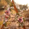 Decorative Objects Figurines 2 Pcs Artificial Wedding Arch Flowers Kit Garlands Silk Peony Flower Swag Welcome Sign Floral for Ceremony Party 230215