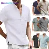 Męskie koszulki Męskie T-shirty Modna Moda Nowe bawełniane lniane swobodne koszule dla mężczyzn Podstawowa klasyczna koszula Męskie stojaki na długie rękawie Koszulki oddychające 021523h
