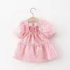 فساتين فتاة 2023 صيف طفل أزياء كورية لطيفة قرص قصير القطن الصلب الرضيع الوردي فستان الأميرة ولدت ملابس BC2166-1