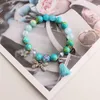 Braccialetti con ciondoli Bracciale con perline colorate fai da te in stile Sisi rosa per le donne Ciondolo con nappa a forma di cuore con libellula Gioielli da donna Donna