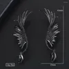 Stud Earrings High Quality Bohemia Style Black Jewelry Trendy Cool Exquisite Accessories Feather Shape Shiny Crystal
