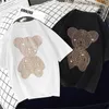 女性のTシャツファッションサマートップTシャツ女性用Tシャツ夏のルース重工業ホットドリルベアハーフスリーエレベードTシャツ女性MXXL J230215